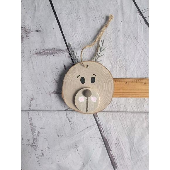 Rustic Handmade Wood Slice Reindeer Christmas Ornament 3 Inch New - Picture 5 of 5